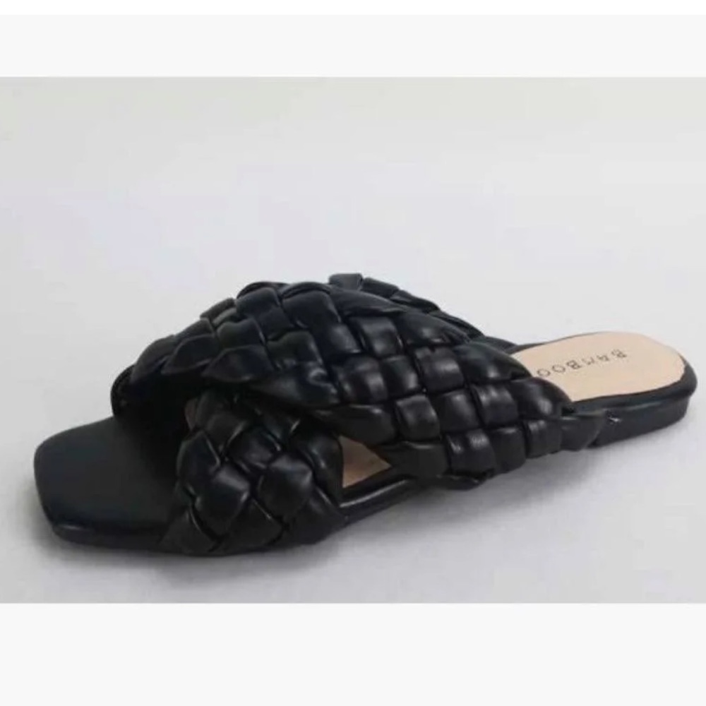 Black Woven Slide Sandals